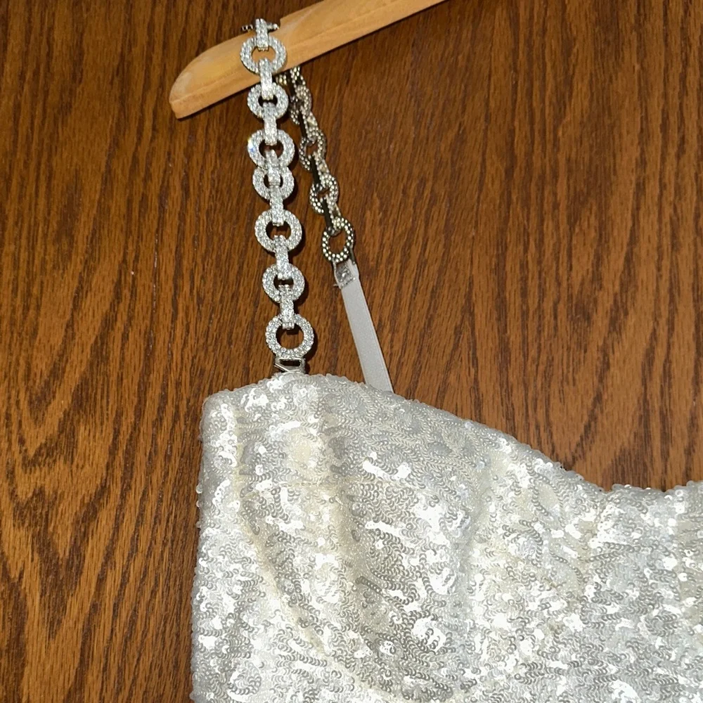 NADINE MERABI Ivory Sequin Strap jumpsuit - Picture 4 of 9